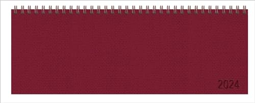 Tischkalender quer Professional Premium 2024 rot: 1 Woche 2 Seiten; Bürokalender mit edlem Hardcover; Tischquerkalender im Format: 29,8 x 10,5 cm