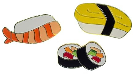 Miniblings 3X Sushi lot Brooches Poissons de spécialité Japonaise Maki métal - Bijoux Fashion Main I Pin Button Pins