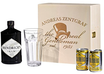 polar-effekt 5 pcs Gin Tonic Gift Set avec Hendricks - Tumbler en Cadeau GIN-Verre personnalisé avec Gravure - Le Vrai Gentleman de Motif