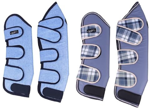 netproshop 4er Set Transportgamaschen mit Innenfleece aus 600Denier Turnout-Stoff, Gr. Full, Groesse:Full, Farbe:Jeans Light