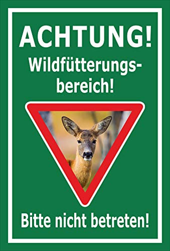 Melis-Folienwerkstatt Schild Wildfütterungs-Bereich - 15x10cm - Bohrlöcher - 3mm Hartschaum – 20 VAR S00359-189-E