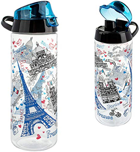 alles-meine.de GmbH große - Trinkflasche/Sportflasche - Paris & Eiffelturm - Tritan - BPA frei - 750 ml - auslaufsicher - Tritanflasche - Schraubverschluß & Deckel - Henkel - W..