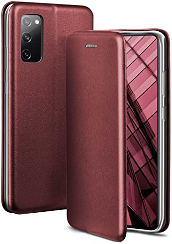 ONEFLOW Business Case für Samsung Galaxy S20 FE/FE 5G Handyhülle klappbar mit Standfunktion, Klapphülle Flipcase Cover Dünn, PU Leder Hülle mit Kartenfach, 360 Grad Schutzhülle, Weinrot