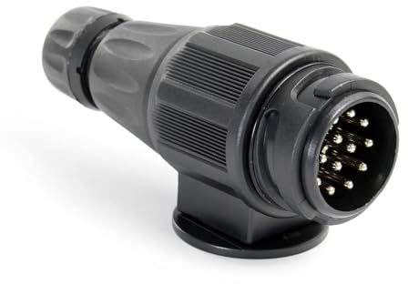 Wiltec Anhänger Stecker 13-polig 12V, Nylon Adapter für PKW Anhänger, Anhängerkupplung Steckanschluss, Anhängersteckdose