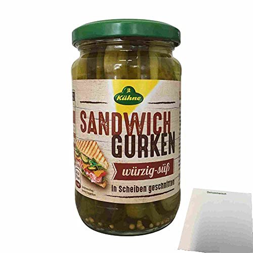 Kühne Sandwichgurken würzig-süß (330g Glas) + usy Block