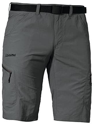 Schöffel Herren Shorts Silvaplana2, vielseitige Wanderhose mit separatem Gürtel, Outdoor Hose mit praktischen Taschen, asphalt, 56