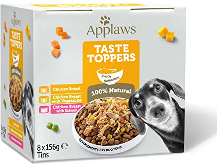 Applaws 100% Naturale – Cibo Umido per Cani, Petto di Pollo con Prosciutto e Verdure in Brodo, Senza Cereali, 12 x 156g Lattine