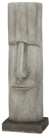 Deco 79 Sculpture de Jardin en oxyde de magnésium pour intérieur et extérieur, tête d'île de Pâques, 25,4 x 25,4 x 83,8 cm, Marron