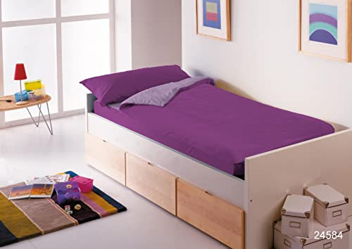 Sacco copripiumino con cerniera imbottita FM TEX, Sacco per Piumino Singolo (20 colori a Scoger) (letto 105 cm, lilla-Malva)