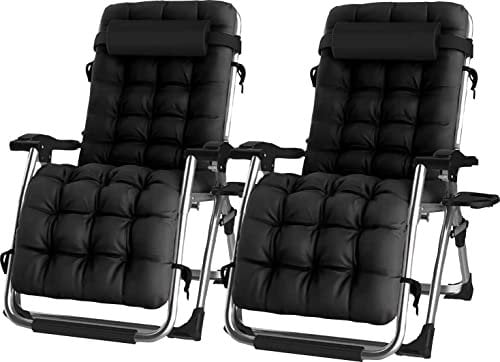 groundlevel.co.uk Extra Wide Gravity Chairs, Deluxe Deep Filled Cushions, Rust Proof, Lightweight Frame, Reclining, Includes Side Tray (Set of 1 Chair, Black)
