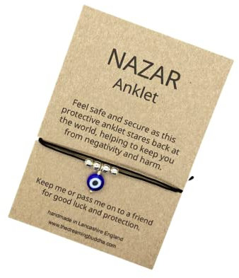 Nazar Beaded Evil Eye Adjustable Anklet, Waterproof Beach Festival Ankle Bracelet