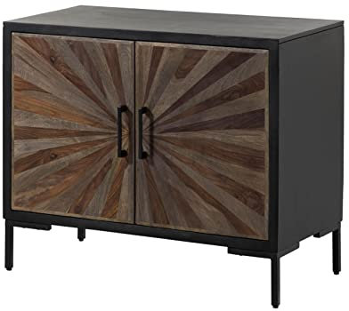 MASSIVMOEBEL24.DE | Sun Sideboard aus Massivholz #101 |aus Mango- & Sheeshamholz - Schwarz, lackiert | 2 Fächer | 90 x 45 x 75 cm | Kommode TV-Sideboard TV-Board