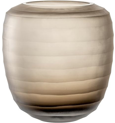 Leonardo Bellagio Blumenvase - Farbige Vase aus hochwertigem Glas mit Relief außen - Handarbeit - Höhe 19 cm, Durchmesser 16,5 cm - Beige, 036451