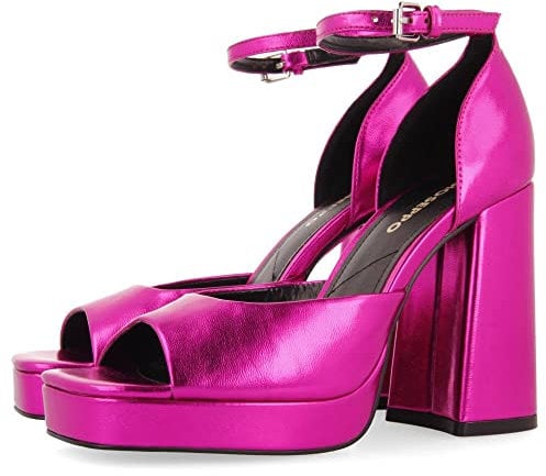 GIOSEPPO Sandalias Fucsia Metalizadas con tacón Ancho y Plataforma para Mujer Blunt