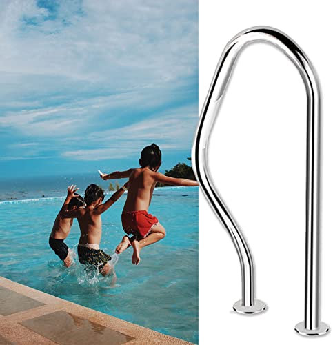 Pasamanos de Piscina 80 x 47 cm Manija de Piscina de Acero Inoxidable, Barra de Apoyo de barandilla de SPA de 3 Arcos, Pasamanos de Piscina Plateado para Piscinas Posiciones inclinadas Parqu