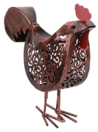 Solar Hühner Licht Schmiedeeisen Retro Hühner LED Lampe Aushöhlen Laterne Licht Garten Dekor Kunst Ornamente Hahn Modellierlampe (2)