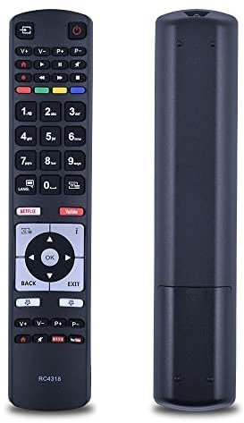GOUYESHO RC4318 ErsatzFernbedienung Passend für Vestel Finlux Telefunken Edenwood TV RC4318 RC4318P Fernseher Fernbedienung mit Netflix YouTube Tasten
