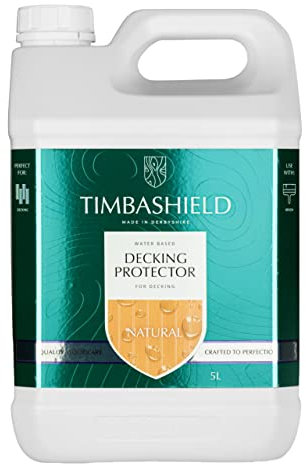 Timbashield - Natural Decking Protector - 5L - Water Based Decking Stain - Long Lasting & Durable - Deck Stain - Easy Application - Protects & Enhances - Wood Treatment for Garden Decking