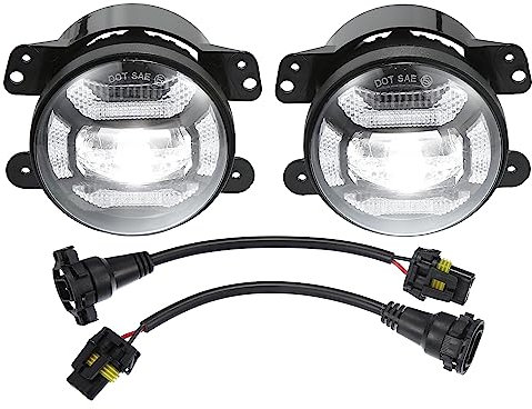 A ABSOPRO 4 Inch LED Fog Light for Jeep Wrangler JK 2 Door 2007-2018 1 Pair