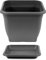 HAC24 Pflanztopf 19 x 19 cm Kunststoff incl. Untersetzer Eckig Anthrazit Pflanzkübel Pflanzuntersetzer Blumentopf Blumenkübel Pflanzcontainer