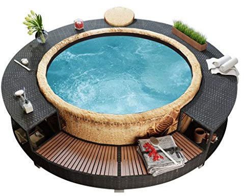 Homgoday Circondario rotondo della spa, resistente all'acqua e alle intemperie Recinzioni moderne della vasca idromassaggio del patio all'aperto della spa, accessori della stazione termale della