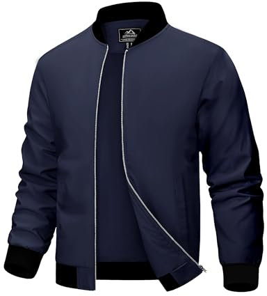 MAGCOMSEN Herren Leicht Fliegerjacke Dünne Bomber Jacke Classic Outdoor Windbreaker Männer US Militär Arbeitsjacke Casual Freizeit Sweatjacke Dunkelblau S