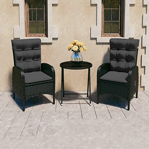 Festnight Rattan sitzgruppe 2 Personen sitzgruppe Garten 2 Personen polyrattan Gartenmöbel Set 8 Personen Gartentisch Wetterfest Garten Sitzgarnitur-Schwarz-3-tlg