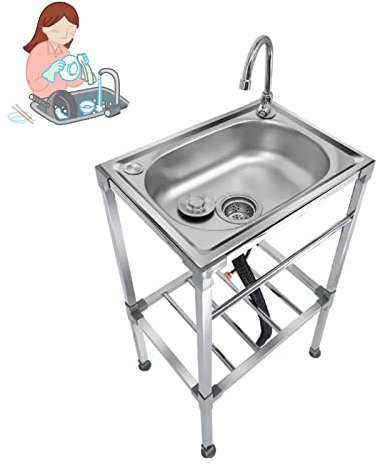 MEULE Fregadero de Servicio de Acero Inoxidable, Fregadero de Cocina, Fregadero de preparación de Cocina Comercial y Fregadero de Servicio con escurridor, lavadero y restaurantes, Incluye Grifo
