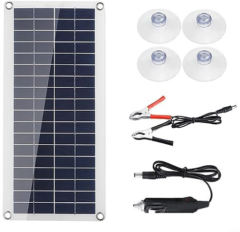 RANRAO Kit de Panneau 50 W 12 V, Chargeur de Batterie Portable, Entretien pour Bateau, Camping-Car, mainteneur de Batterie, Chargeur de Batterie