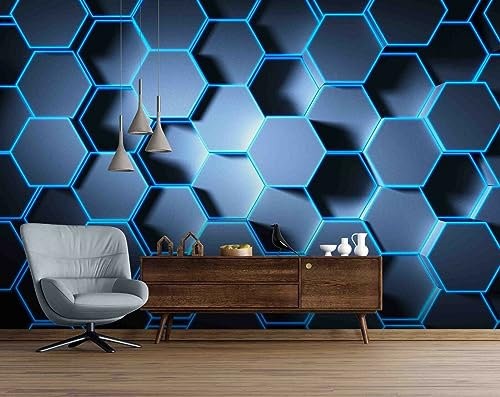 Wall Mural Photo Wallpaper 3D Hexagon Pattern Wallpaper Wall Mural,120 * 80cm Art Mural Stickers for Bedroom Living Room Bathroom House Decoration
