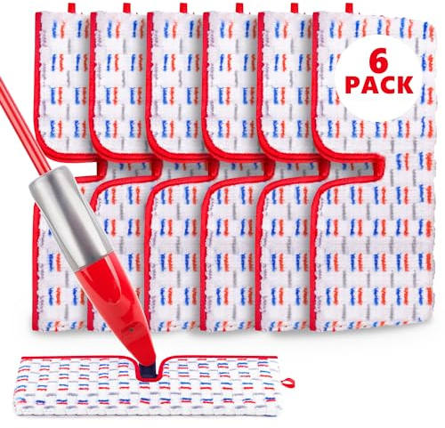 Paquete de 6 almohadillas de microfibra compatibles con la mopa O-Cedar Promist MAX, almohadillas de repuesto reutilizables para fregona, almohadillas de microfibra gruesas, almohadillas húmedas y