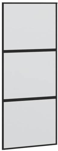 vidaXL Puerta corredera vidrio templado y aluminio negra 90x205 cm