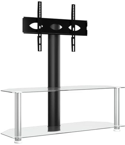 vidaXL Mueble de TV de Esquina 2 Niveles para 32-70 Pulgadas, Soporte Televisor, Mesa Esquinera Almacenaje, Mueble de Salón Dormitorio, Negro Plateado