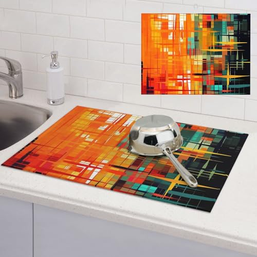 Abtropfmatte für Küche, saugfähig, lebendige Farben, Palette, Theke, Abtropfmatte, Mikrofaser, schnell trocknend, Abtropfmatte für Waschbecken, 45,7 x 61 cm