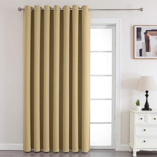 Joydeco Verdunklungsvorhänge 1 Stück,Türvorhang Blickdichte Türgardine,Tür Vorhang mit Ösen Thermo Kälteschutz Hitzeschutz Schallschutz für Schlafzimmer Wohnzimmer（Beige,1xH225xB135）