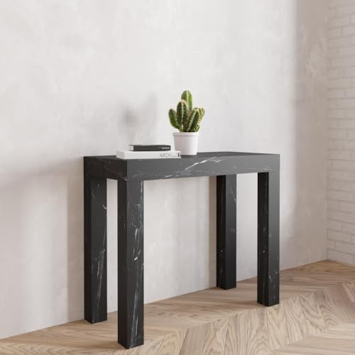 VE.CA.s.r.l. | Table Console Extensible Nettuno | en Bois Stratifié | Extensible de 40 cm à 300 cm | Meuble Cuisine Maison Design | Couleur : Marbre Noir