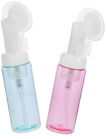 Healeved 2Pièces Flacons Moussants avec Brosse Distributeurs de Mousse Transparent pour Visage et Gel Douche Rechargeables et Portables