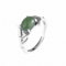 SUNYUHUI Vier Kralle und Tian bi Jade Bambus Blatt Ring 925 Reiner Silber Schmuck Bambus Knoten Vintage Matte Ring, green
