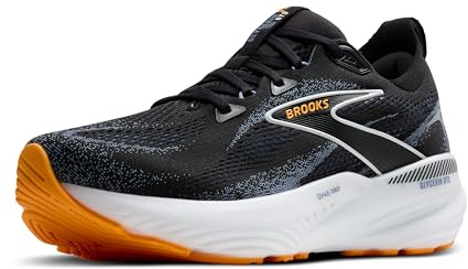 Brooks Men’s Glycerin GTS 22 Supportive Running Shoe, Black/Country Blue/Orange Pop, 9.5 Wide