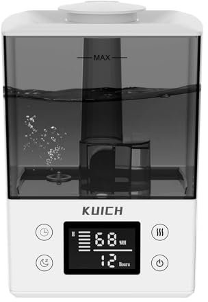 KUICH Humidificadores de aire de 2.4 L para dormitorio y bebé, humidificador de aire silencioso de 26 dB para guardería y plantas, humidificador de aire de llenado superior dura hasta 30 horas,