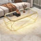 Mesa de centro dorada con marco de metal geométrico, mesa moderna de cristal para sala de estar, dormitorio, oficina, parte superior de vidrio templado, pieza de mobiliario elegante