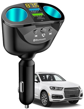 SPORWAY 360° Zigarettenanzünder Verteiler: USB Zigarettenanzünder Adapter Auto, 12V/24V, 66W Autoladegerät Doppelsteckdose für Handy GPS Dash Kamera, Kompatibel Bluetooth und Tablets