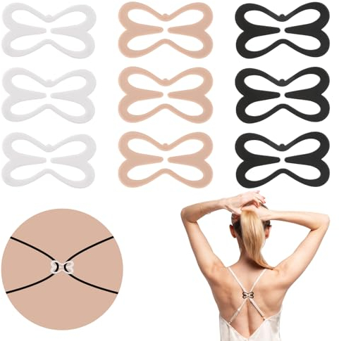 Hebterrka 9 Stück BH-Träger Halteclips für Racerback, Anti-Rutsch BH-Clips für den Rücken, Kreuzrücken Clips Schnallen für verdeckte Träger und Dekolleté-Kontrolle