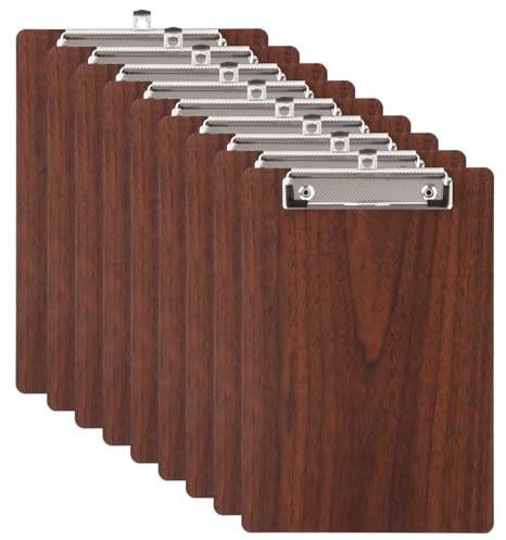 LDHHYH 9 Stück Klemmbretter A5 Holz, A5 Schreibplatte Zwischenablage, Klemmbretter Schreibbrett mit Metalklemme, Klemmbrett Holz für Büro,Restaurant,Schule