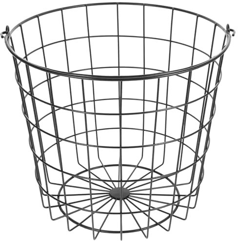 iplusmile Large Wire Basket - Round Black Metal Storage Container - Ideal Wire Basket for Blankets Bathroom, Closet, Toy, Shelf, Kitchen 11.40X11.40X10.02inch