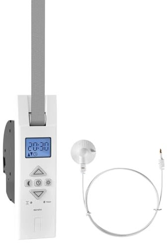 ATTAS MATOFIX PRO + Enrouleur de sangle électrique, jusqu'à 45 kg, 23 mm, avec capteur solaire, montage en saillie, entraînement universel pour volet roulant, avec écran, temps de conduite réglables