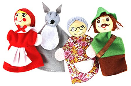 Little Red Riding Hood Weihnachten Tier Finger Puppenspielzeug Pädagogik Pädagogik Spielzeug Storytelling Doll Cartoon Finger Puppen für Kinder 4pcs Puppen Finger Puppen Theater Finger Puppen