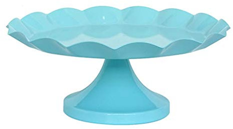 Cake Holder Cake stand Blue wavy side cake pan Creative wedding wrought iron cake stand Blue shelf (Size : M)