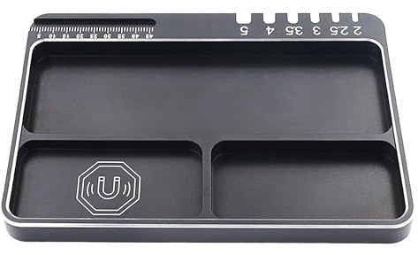 HOPLEX RC Magnetic Tray High Strength Aluminium Alloy Magnetic Screw Tray with Magnetic Pad for RC Model Toy Repair Magnetic Mat Electronic Repair Kit Tool Organizer