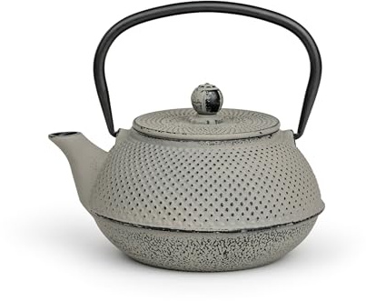 Bredemeijer Japanische Teekanne mit Siebeinsatz Jang 0,8 Liter- Grau | Gusseisen Teekanne Isoliert, Teezubereiter mit emaillierter Innenseite, Tropffreier Ausguss